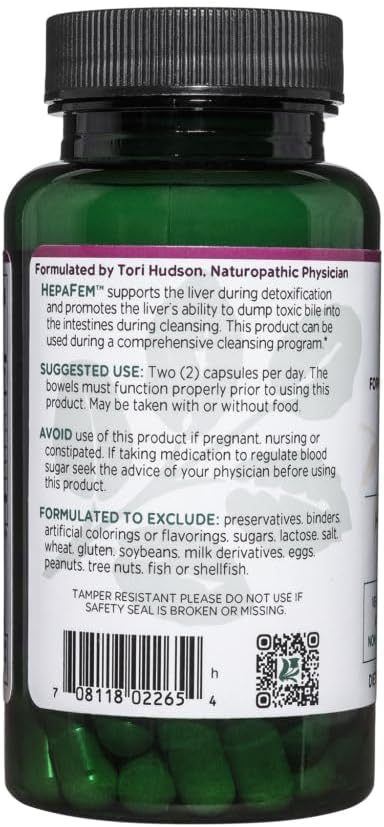 Vitanica Hepafem Liver Cleansing Support Capsules - Vegan/Vegetarian, 60 Count