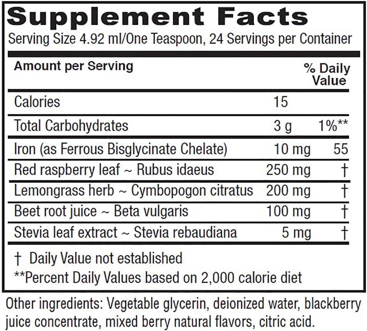 Vitanica Liquid Iron Supplement for Red Blood Cell Support - Vegan - 4 Ounce Bottle