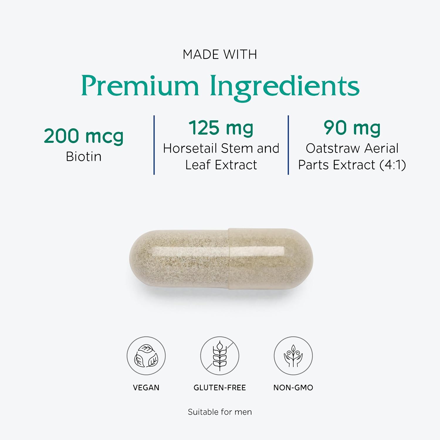 Vitanica Luminous Vegan Hair Skin and Nail Support Capsules - 60 Count