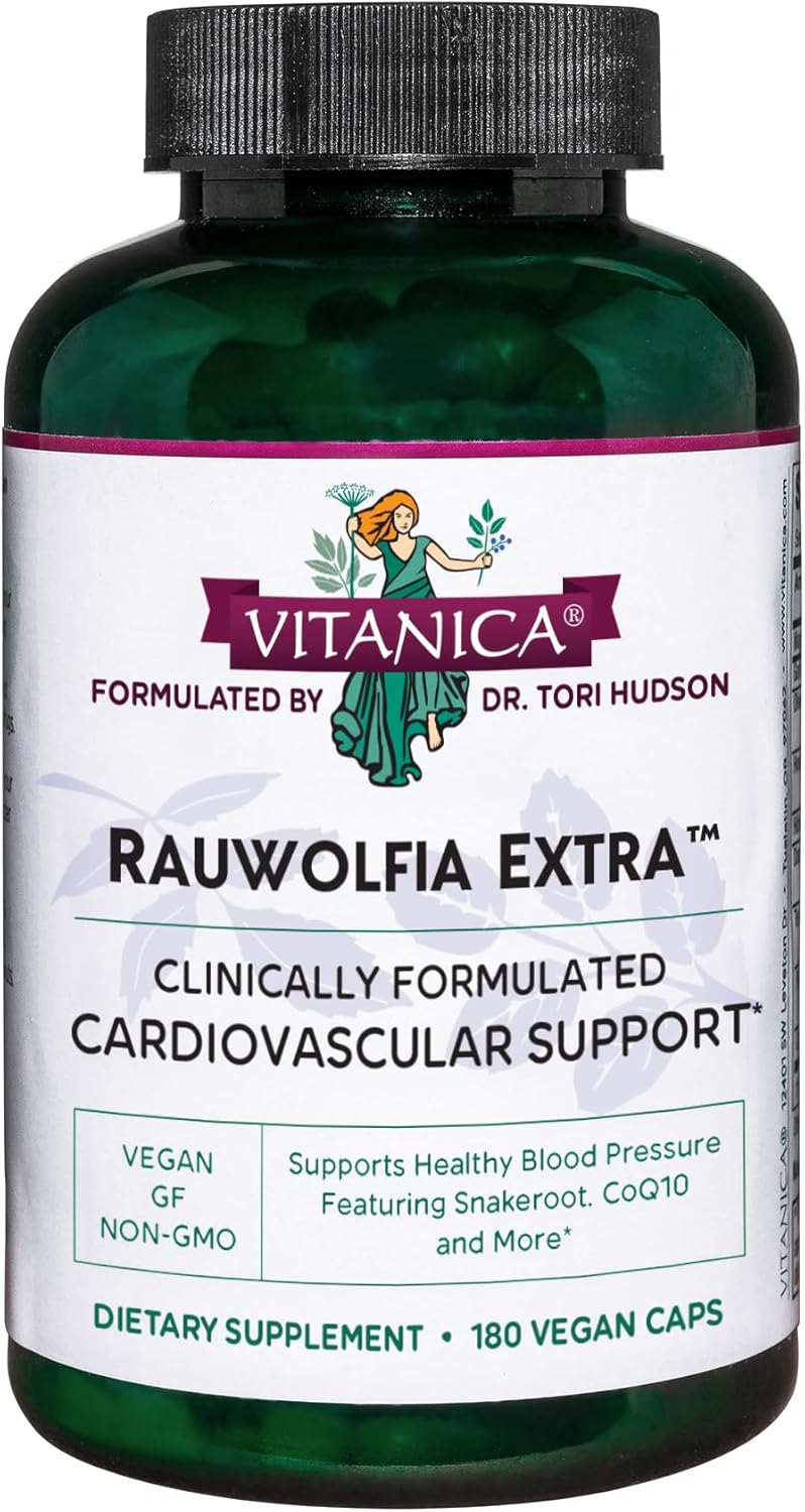 Vitanica Rauwolfia Extra Supplement for Heart Health - Promotes Healthy Blood Pressure with Magnesium, CoQ10, and Snakeroot - 180 Vegan Capsules