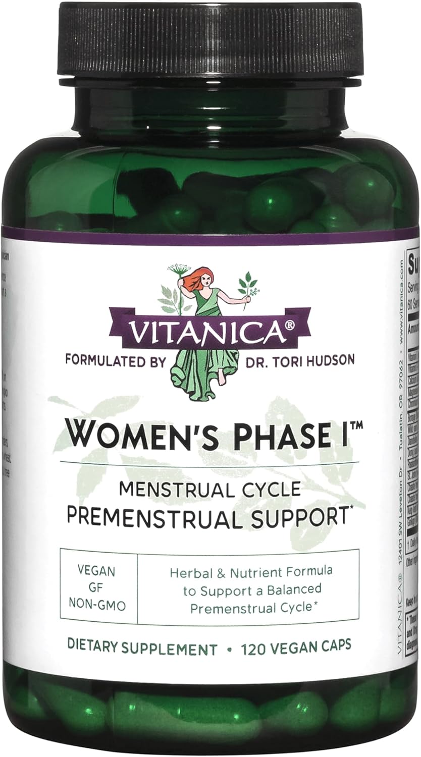 Vitanica Women's Phase I Premenstrual Support Vegan Capsules - 120 Count