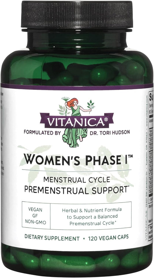 Vitanica Women's Phase I Premenstrual Support Vegan Capsules - 120 Count