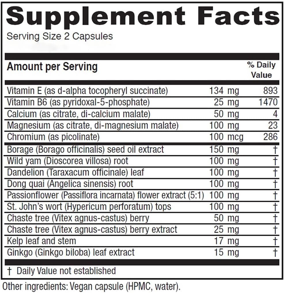 Vitanica Women's Phase I Premenstrual Support Vegan Capsules - 120 Count