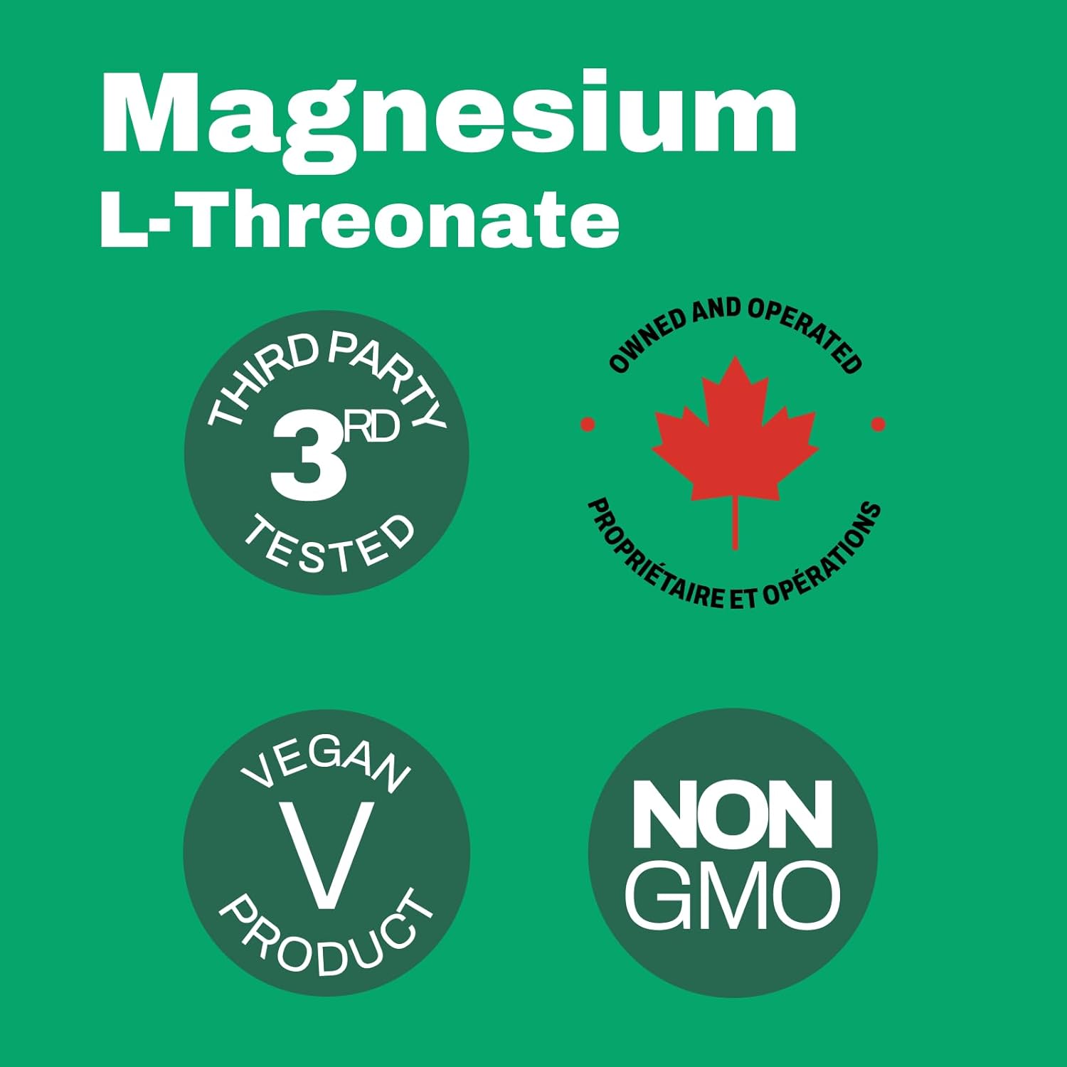 Vitasave Magnesium L-Threonate Capsules | 144mg Elemental Magnesium | Enhanced Absorption for Energy & Muscle Support | Non-GMO, Vegan | 120 Caps
