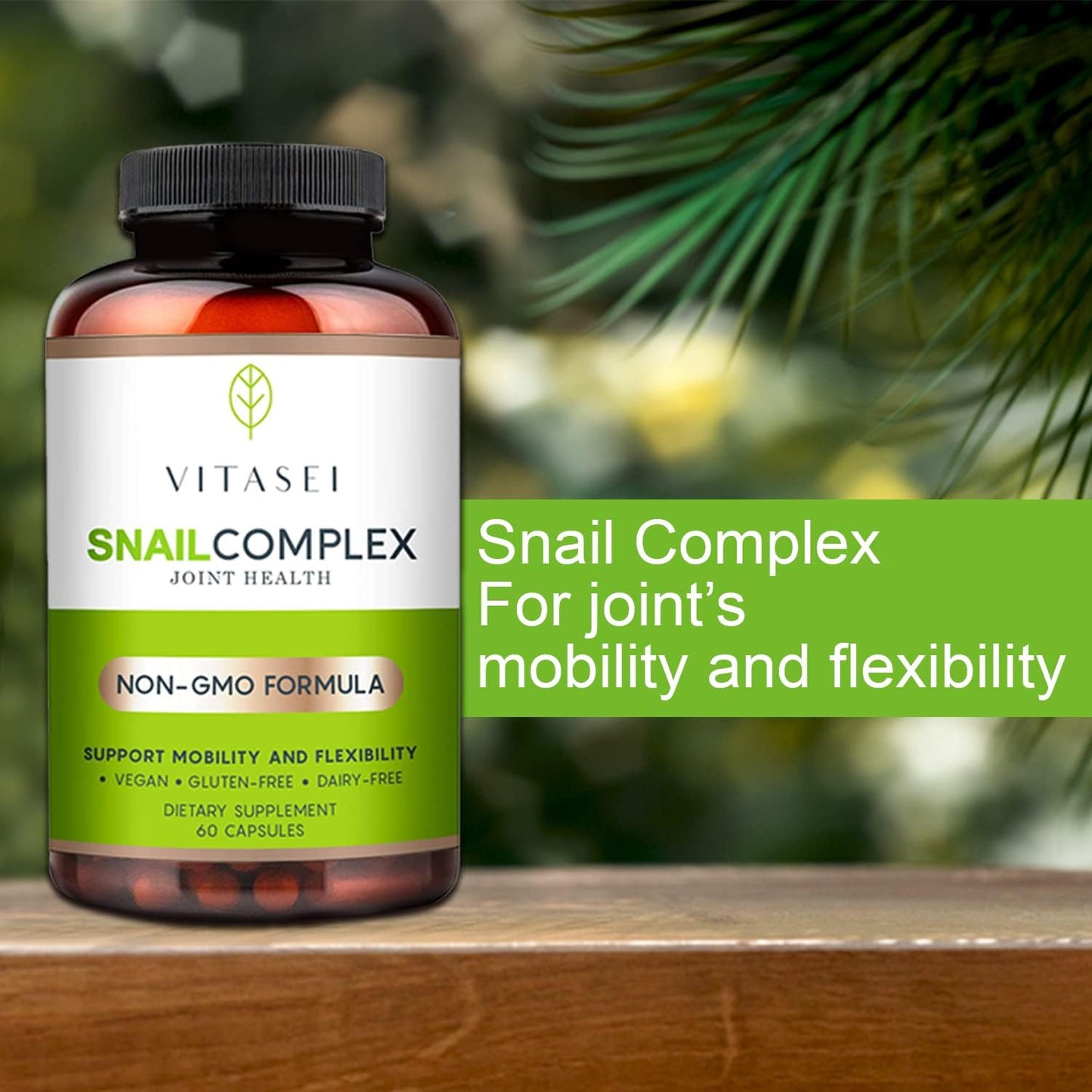 VITASEI Snail Complex Joint Supplement with Glucosamine, MSM, Collagen - Vegan, Non-GMO, Gluten & Dairy-Free - 180 Capsules