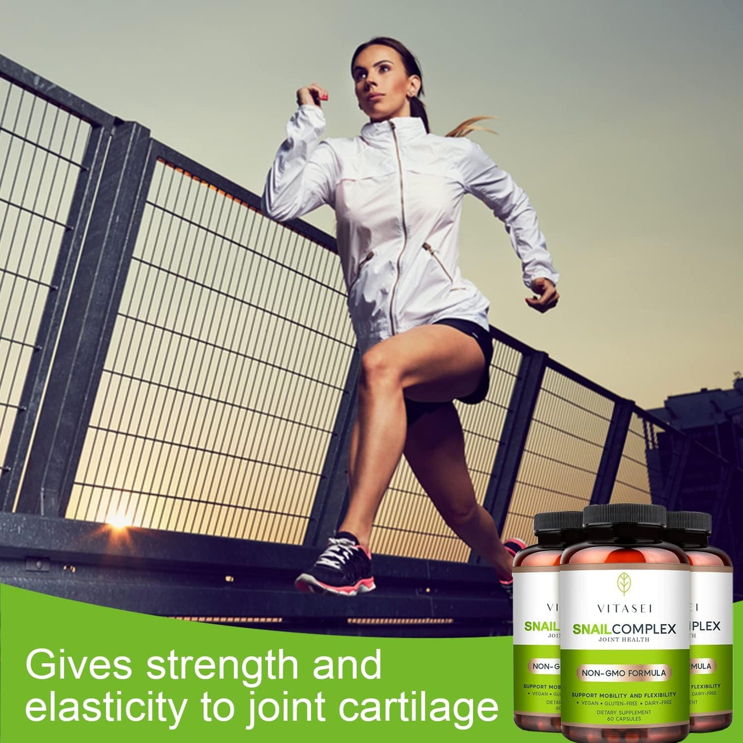 VITASEI Snail Complex Joint Supplement with Glucosamine, MSM, Collagen - Vegan, Non-GMO, Gluten & Dairy-Free - 180 Capsules