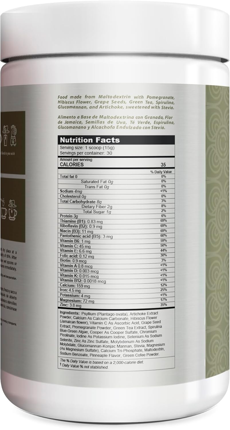 VITASEI Teatox Detox & Cleanse Support Powder with Green Tea, Spirulina, and Artichoke - Digestion Booster & Meal Replacement Powder - Green Apple Flavor - 16oz
