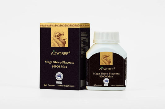 VitaTree Mega Sheep Placenta 80,000 Max Capsules - Australian Bioactive Supplement for Immunity & Beauty