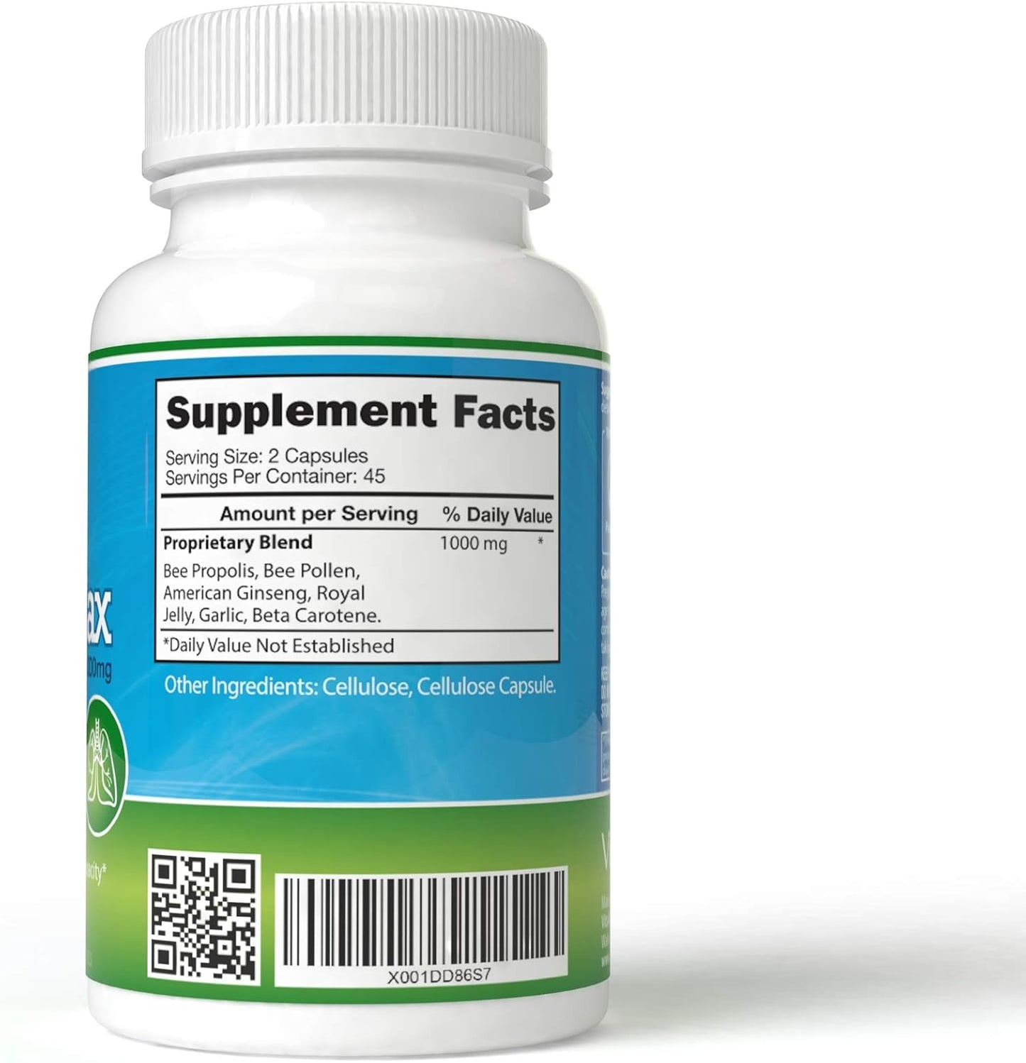 VitaVita Lung Support Capsules with American Ginseng, Bee Propolis, and Royal Jelly - Antioxidant Formula (90 Count)