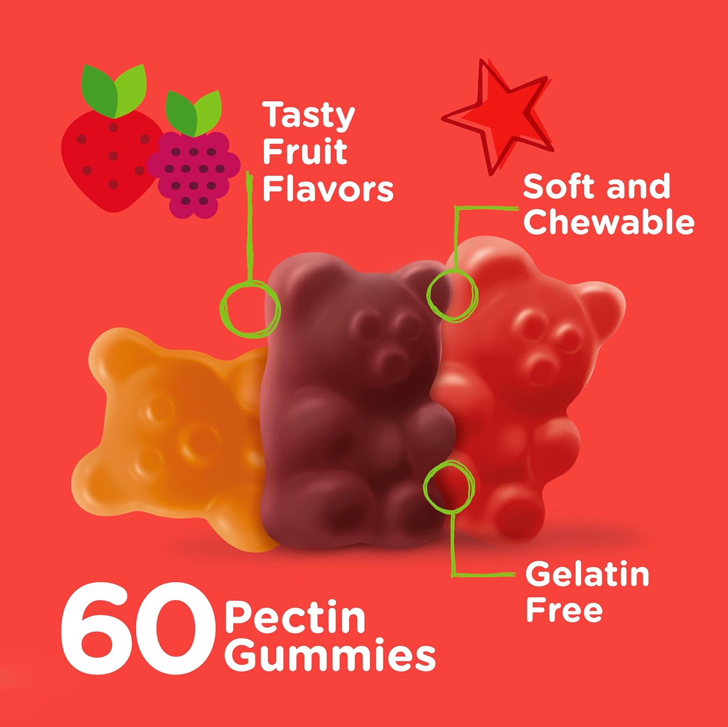 Viteey Kids Multivitamin Gummies - Immune Support & Overall Health - Vegetarian - Fruit Flavor Chewable Gummy with 12 Essential Vitamins & Minerals