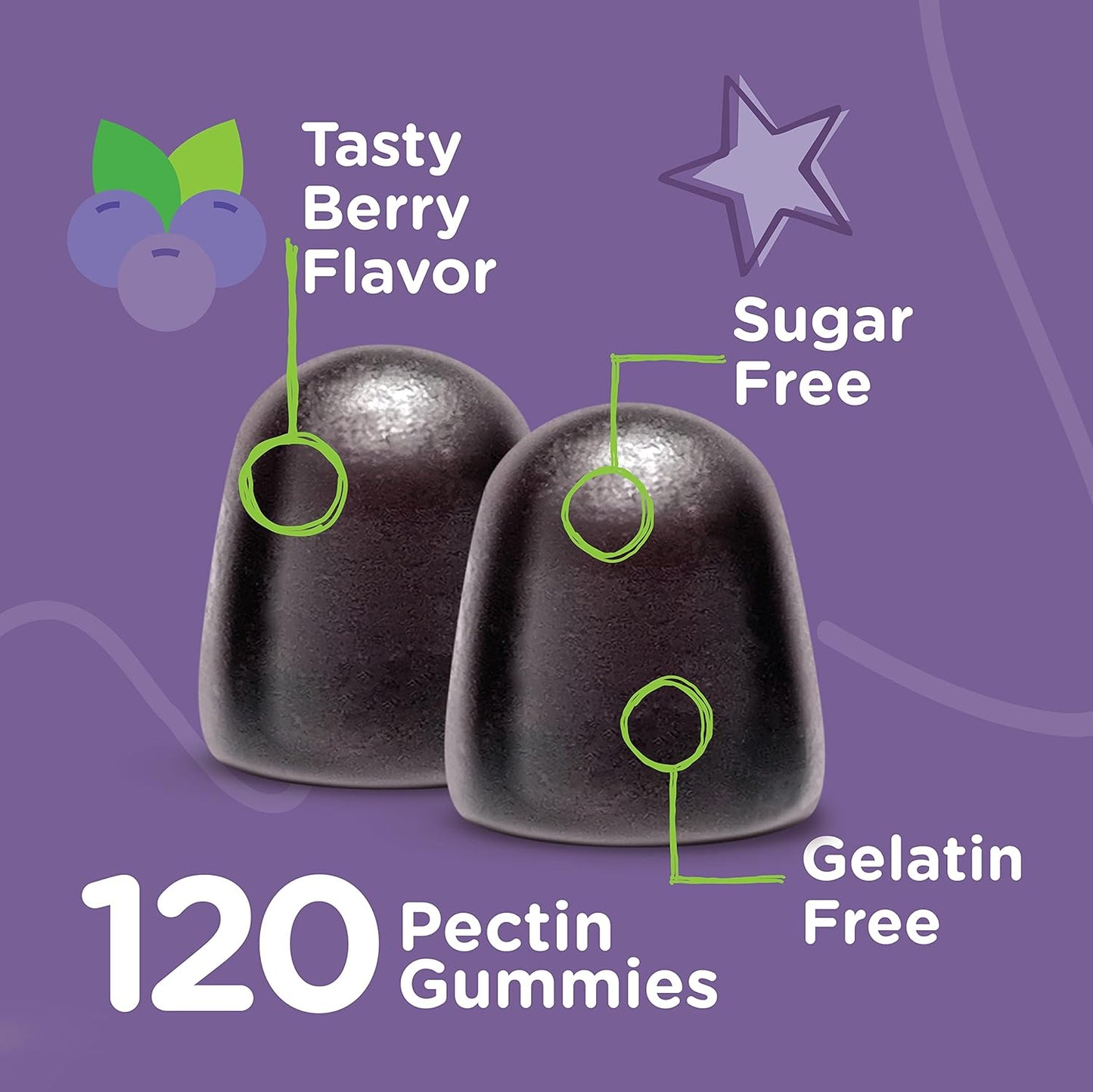 Viteey Sambucus Elderberry Gummies for Kids - Sugar-Free Immune Support with Vitamin C & Zinc - Vegan, Gelatin-Free, Gluten-Free - Berry Flavored Chewable Gummy
