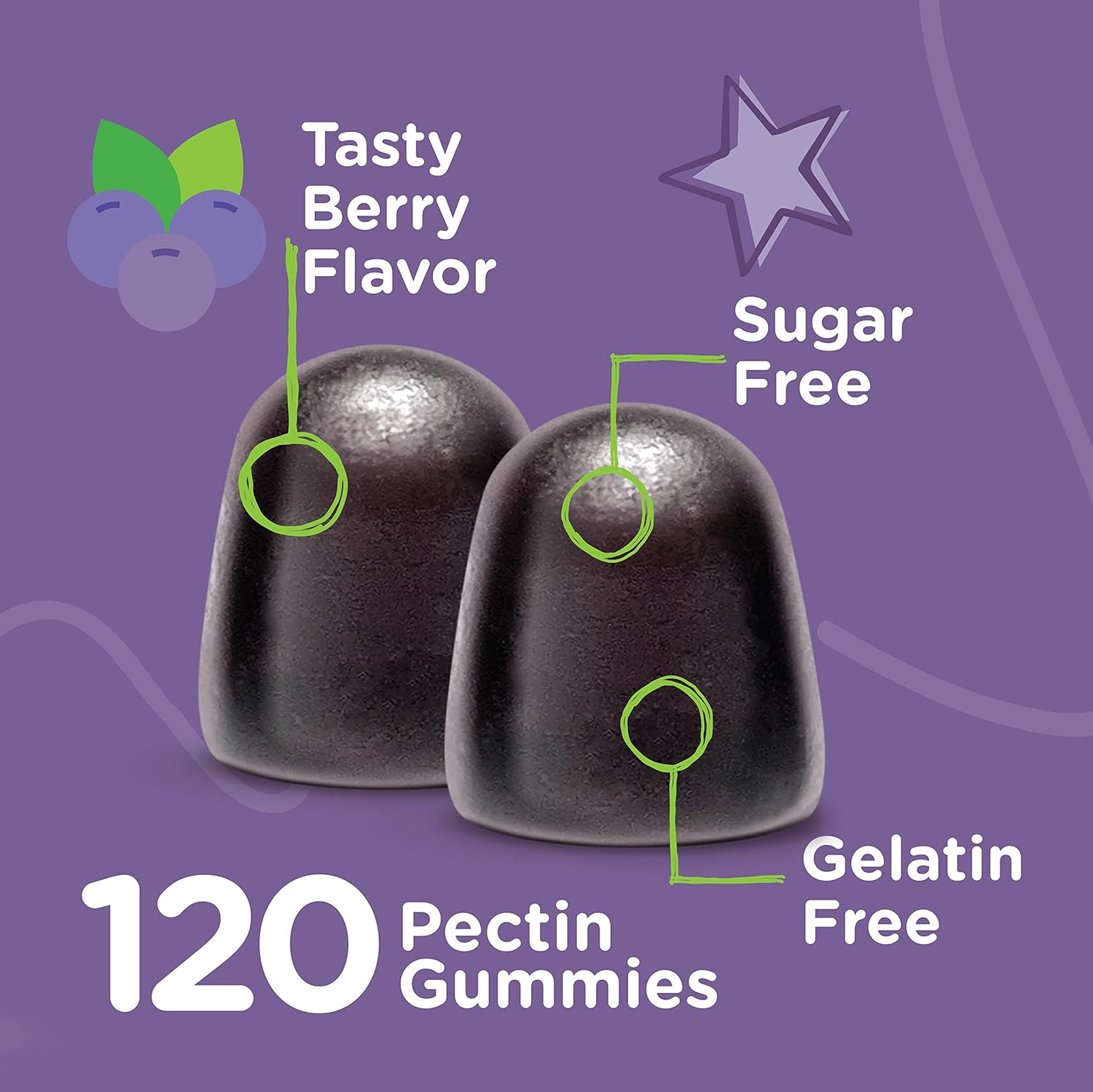 Viteey Sambucus Elderberry Gummies for Kids - Sugar-Free Immune Support with Vitamin C & Zinc - Vegan, Gelatin-Free, Gluten-Free - Berry Flavored Chewable Gummy