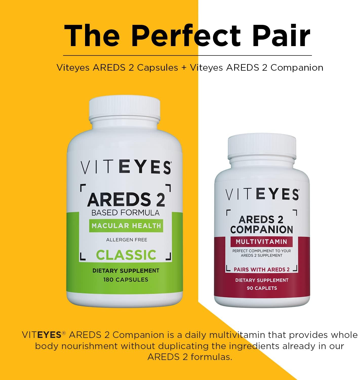 Viteyes AREDS 2 Capsules + Multivitamin, Daily Eye Vitamins, 3 Month Supply