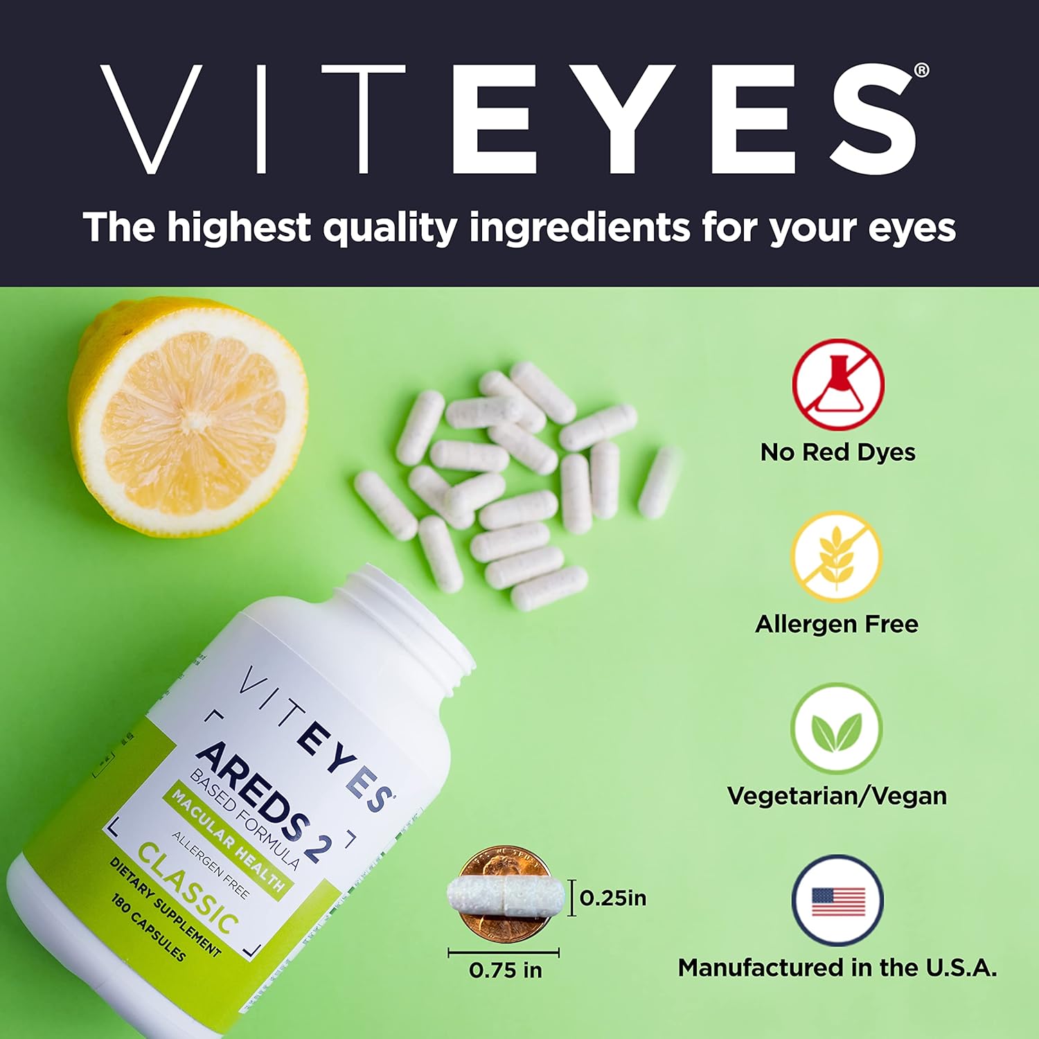 Viteyes AREDS 2 Capsules + Multivitamin, Daily Eye Vitamins, 3 Month Supply