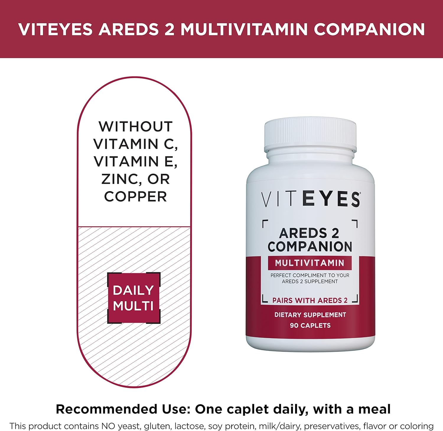 Viteyes AREDS 2 Capsules + Multivitamin, Daily Eye Vitamins, 3 Month Supply