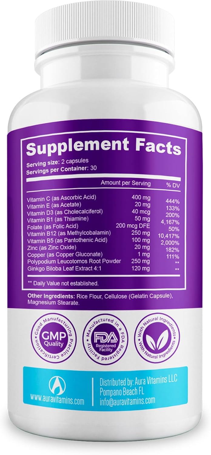 Vitiligo Supplement Capsules for Skin Pigmentation Support | 60 Count | Reduce White Spots | Natural Solution for Vitiligo | 1 Month Supply