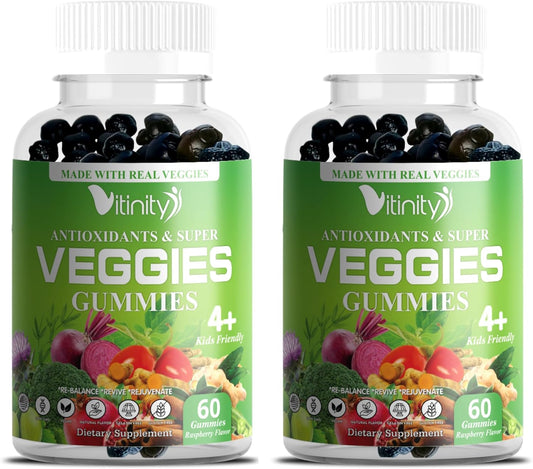 VITINITY Veggie Gummies Supplement - 30 Super Veggies, Fruits, and Herbs in 120 Delicious Chews - Non-GMO, Gluten-Free, Pectin-Based - 60 Day Supply