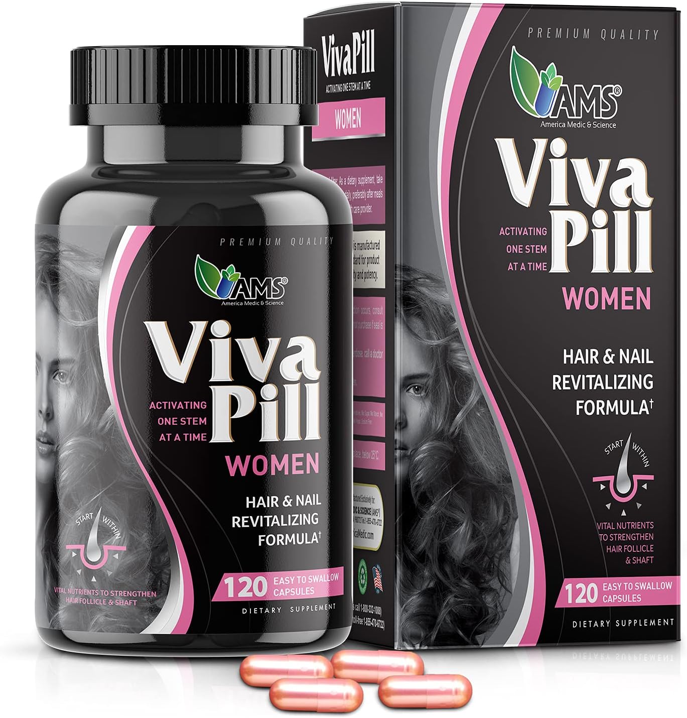 VivaPill for Women: Hair, Skin, and Nails Vitamins with Biotin, Collagen, and Keratin - 120 Capsules