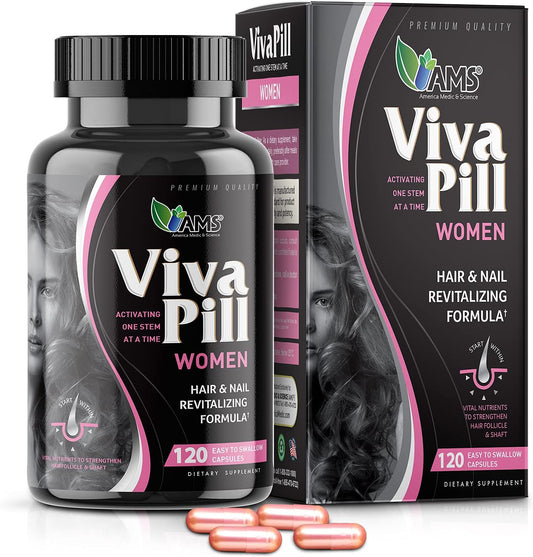 VivaPill for Women: Hair, Skin, and Nails Vitamins with Biotin, Collagen, and Keratin - 120 Capsules