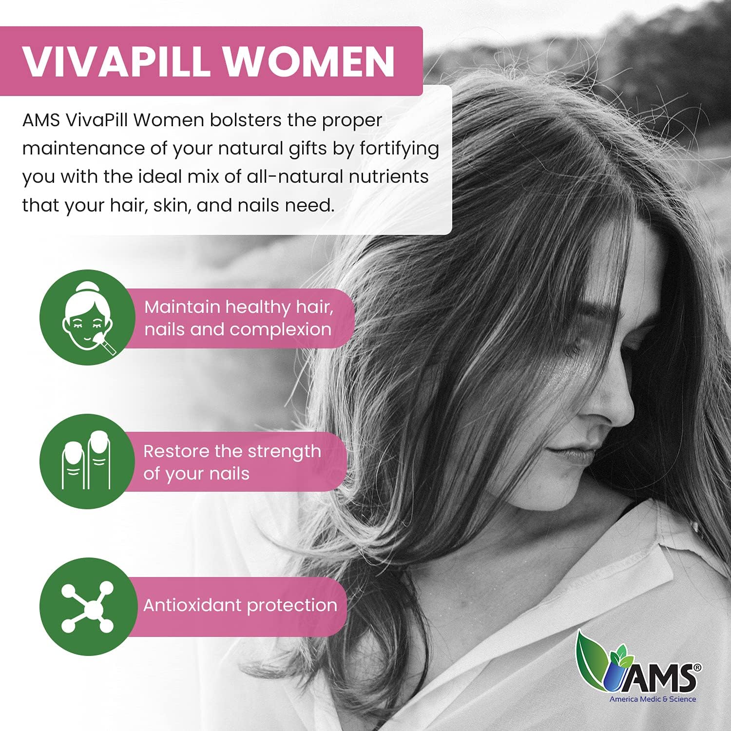 VivaPill for Women: Hair, Skin, and Nails Vitamins with Biotin, Collagen, and Keratin - 120 Capsules