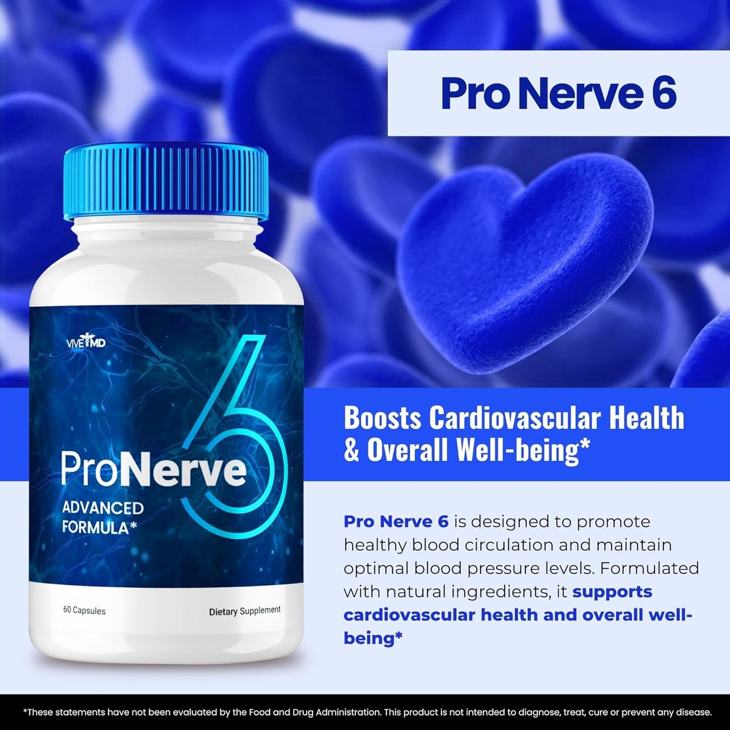 VIVE MD ProNerve 6 Capsules: Healthy Blood Supplement with Vitamin C, Zinc, Cinnamon - 3 Pack