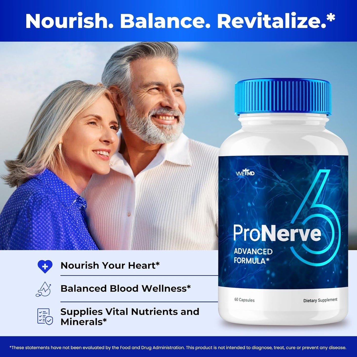 VIVE MD ProNerve 6 Capsules: Healthy Blood Supplement with Vitamin C, Zinc, Cinnamon - 3 Pack