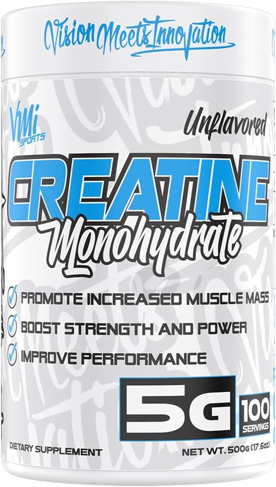 VMI Sports Creatine Monohydrate Powder for Muscle Mass & Strength - Unflavored, 5g per Serving, 500g