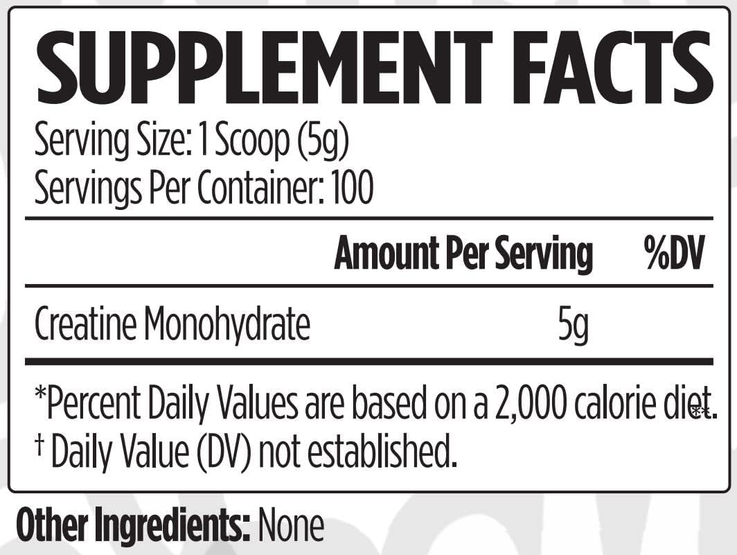 VMI Sports Creatine Monohydrate Powder for Muscle Mass & Strength - Unflavored, 5g per Serving, 500g