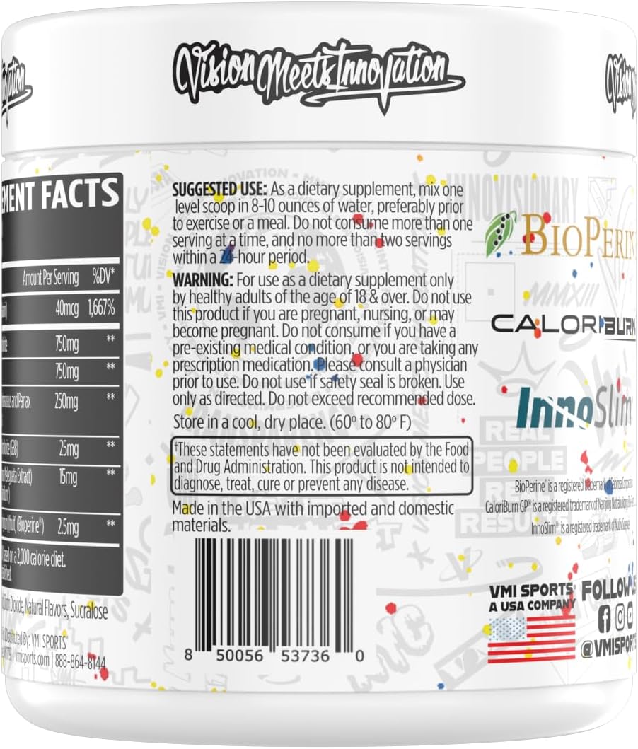 VMI Sports Heat L-Carnitine Powder - 1500mg Thermogenic Formula for Maximum Absorption - Sour Candy Flavor - 30 Servings