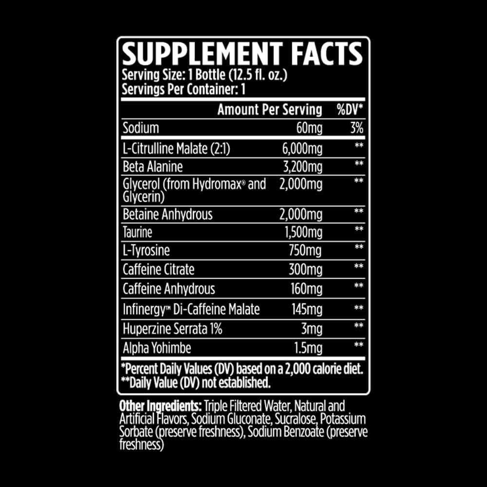 VMI Sports KXR High Stimulant Pre-Workout Energy Drink with 400mg Caffeine, 6g Citrulline, 3.2g Beta-Alanine - Miami Vice Flavor - 12.5 oz Bottles - Pack of 12