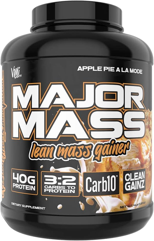 VMI Sports Major Mass Lean Mass Gainer Apple Pie Flavor 4 lb - Protein Powder for Muscle & Weight Gain, Men & Women