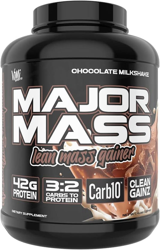 VMI Sports Major Mass Lean Mass Gainer Protein Powder for Muscle Gain - Chocolate Milkshake, 4 Pounds