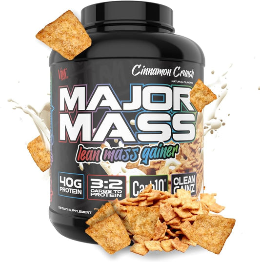 VMI Sports Major Mass Lean Mass Gainer Protein Powder for Muscle Gain - Cinnamon Crunch Flavor - 4 Pounds