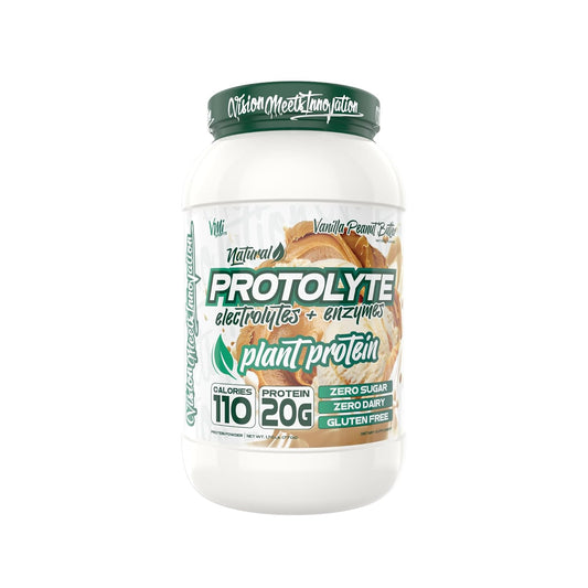 VMI Sports Protolyte Plant Protein with Electrolytes and Enzymes - Vanilla Peanut Butter Flavor - 20g Protein - 10.5g EAAs - Zero Sugar, Dairy, Gluten (25 Servings)