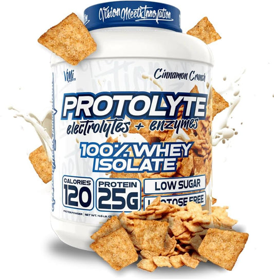 VMI Sports ProtoLyte Whey Isolate Protein Powder - Low Calorie for Weight Loss & Muscle Gain with Digestive Enzymes - Non-GMO Cinnamon Crunch Flavor - 4.6 Pound