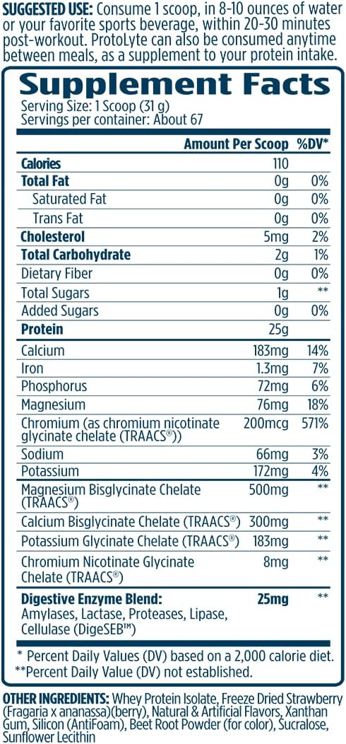 VMI Sports Protolyte Whey Isolate Protein Powder - Strawberry Milkshake, 4.6 Pounds - Low-Calorie Protein for Slimming Formula and Muscle Gain - Non-GMO