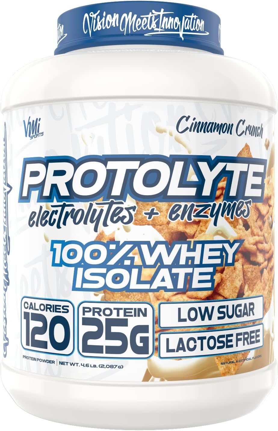 VMI Sports ProtoLyte Whey Isolate Protein Powder - Low Calorie for Weight Loss & Muscle Gain with Digestive Enzymes - Non-GMO Cinnamon Crunch Flavor - 4.6 Pound