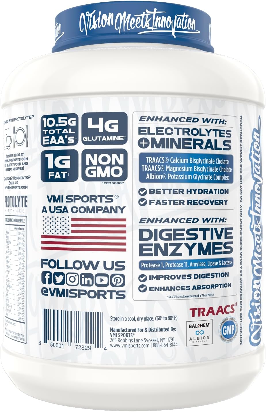 VMI Sports Protolyte Whey Protein Isolate with Electrolytes and Enzymes for Muscle Growth, Recovery, and Hydration