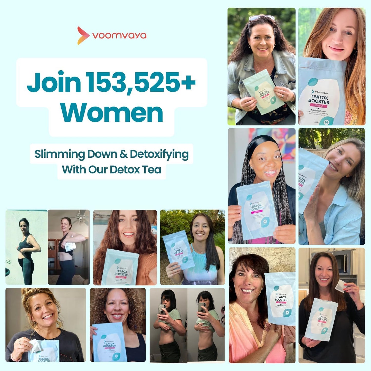 VoomVaya Senna TeaTox Booster - 14-Day Detox Tea for Bloating Relief, Cleanse, and Mood Boost - Hibiscus Flavor