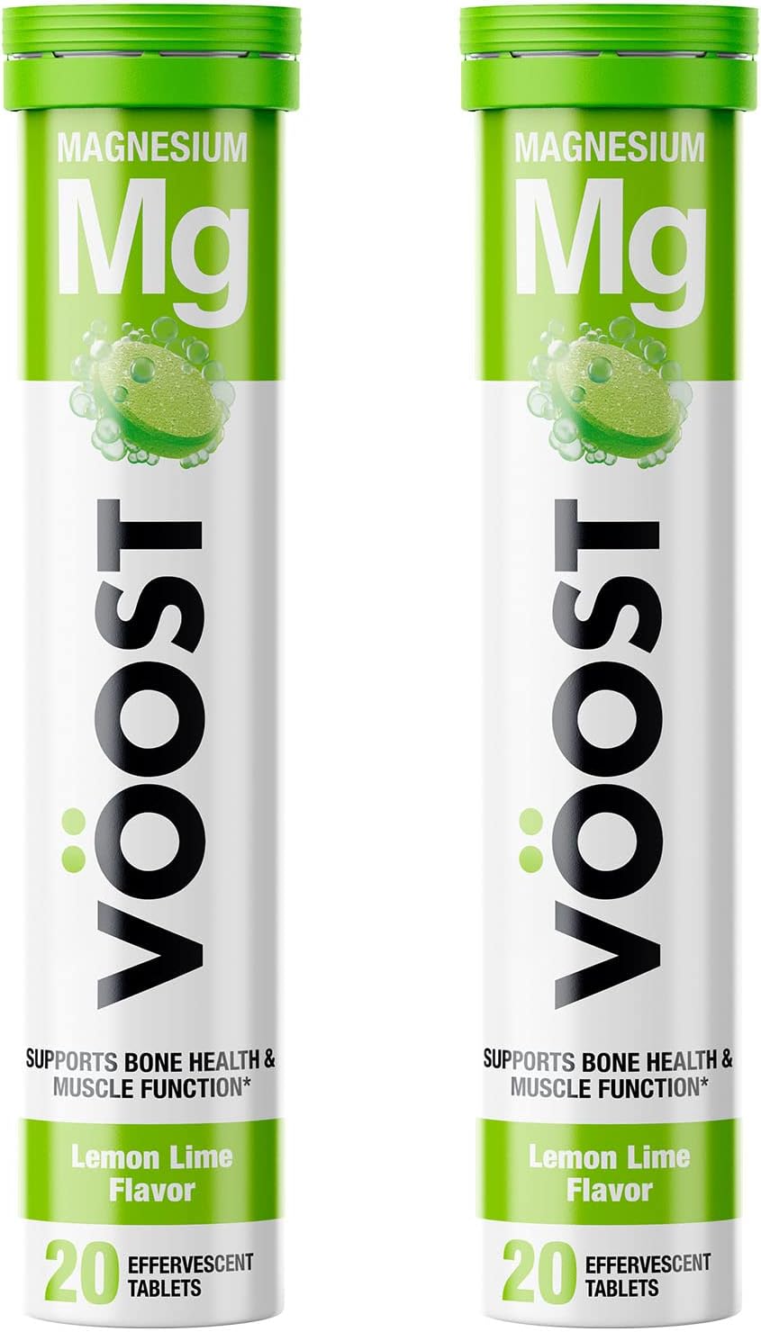 VOOST Magnesium Effervescent Vitamin Drink Tablets, Bone and Muscle Health Support, Sugar-Free Lemon Lime Flavor, 40 Count