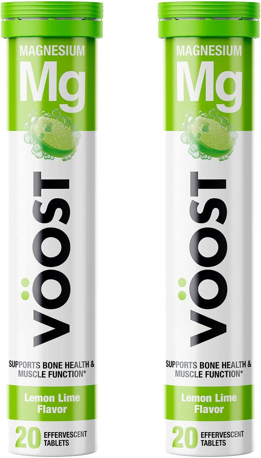 VOOST Magnesium Effervescent Vitamin Drink Tablets, Bone and Muscle Health Support, Sugar-Free Lemon Lime Flavor, 40 Count