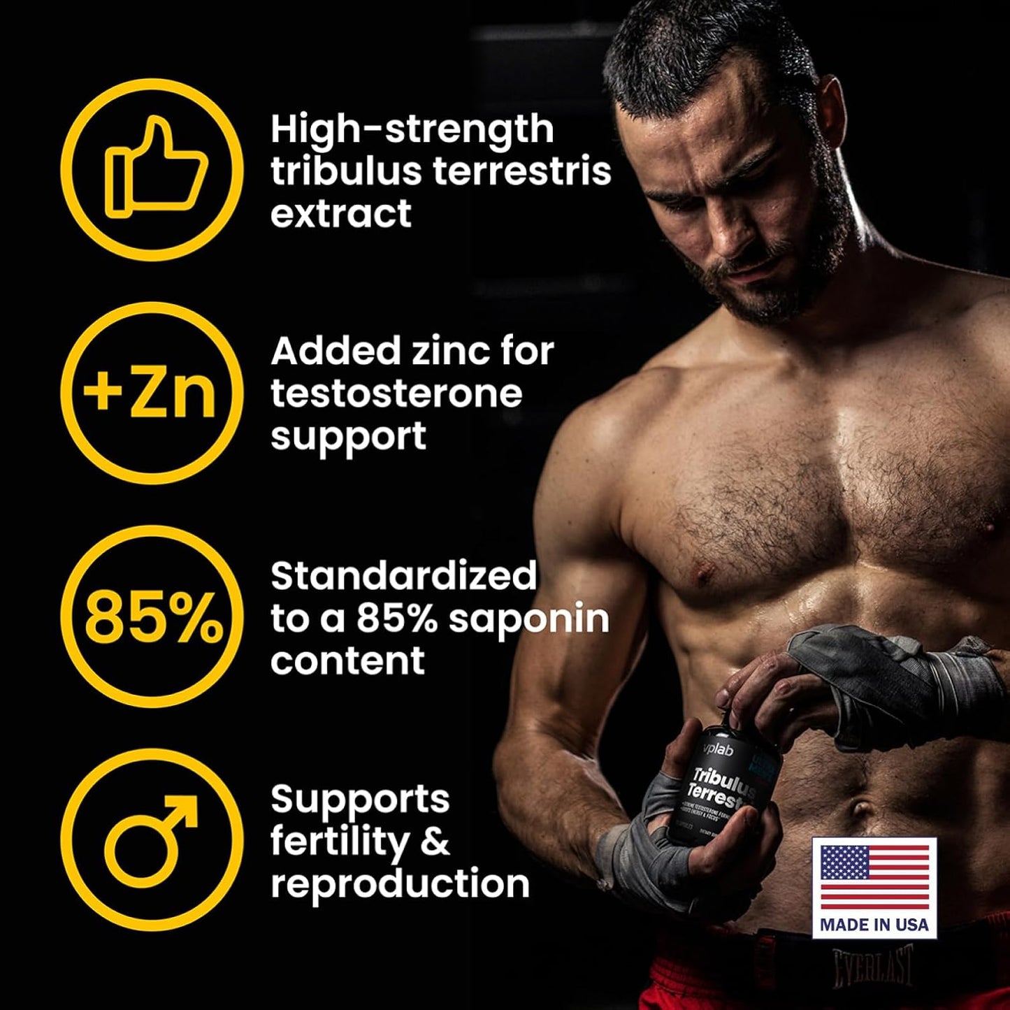 VPLab Ultra Men's Tribulus Terrestris Multivitamin Supplement - Boosts Testosterone & Immune System, 90 Capsules