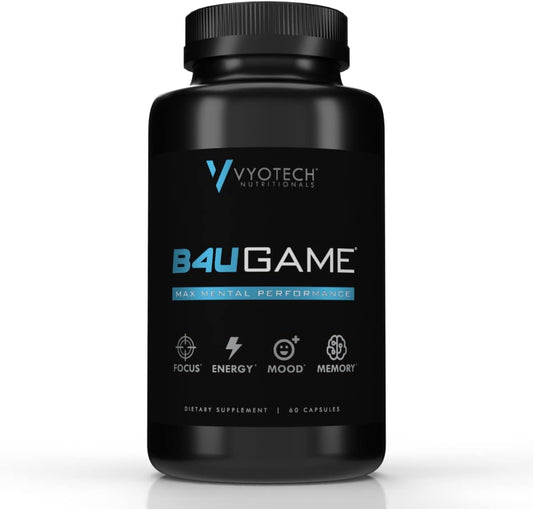 Vyotech Nutritionals B4UGAME Brain Booster Nootropic Supplement for Max Mental Performance - Focus, Clarity, Memory, Mood, Energy & Concentration - 60 Capsules