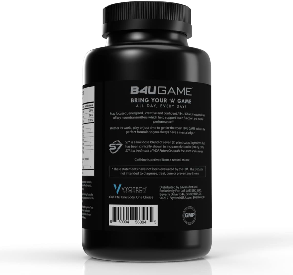 Vyotech Nutritionals B4UGAME Brain Booster Nootropic Supplement for Max Mental Performance - Focus, Clarity, Memory, Mood, Energy & Concentration - 60 Capsules