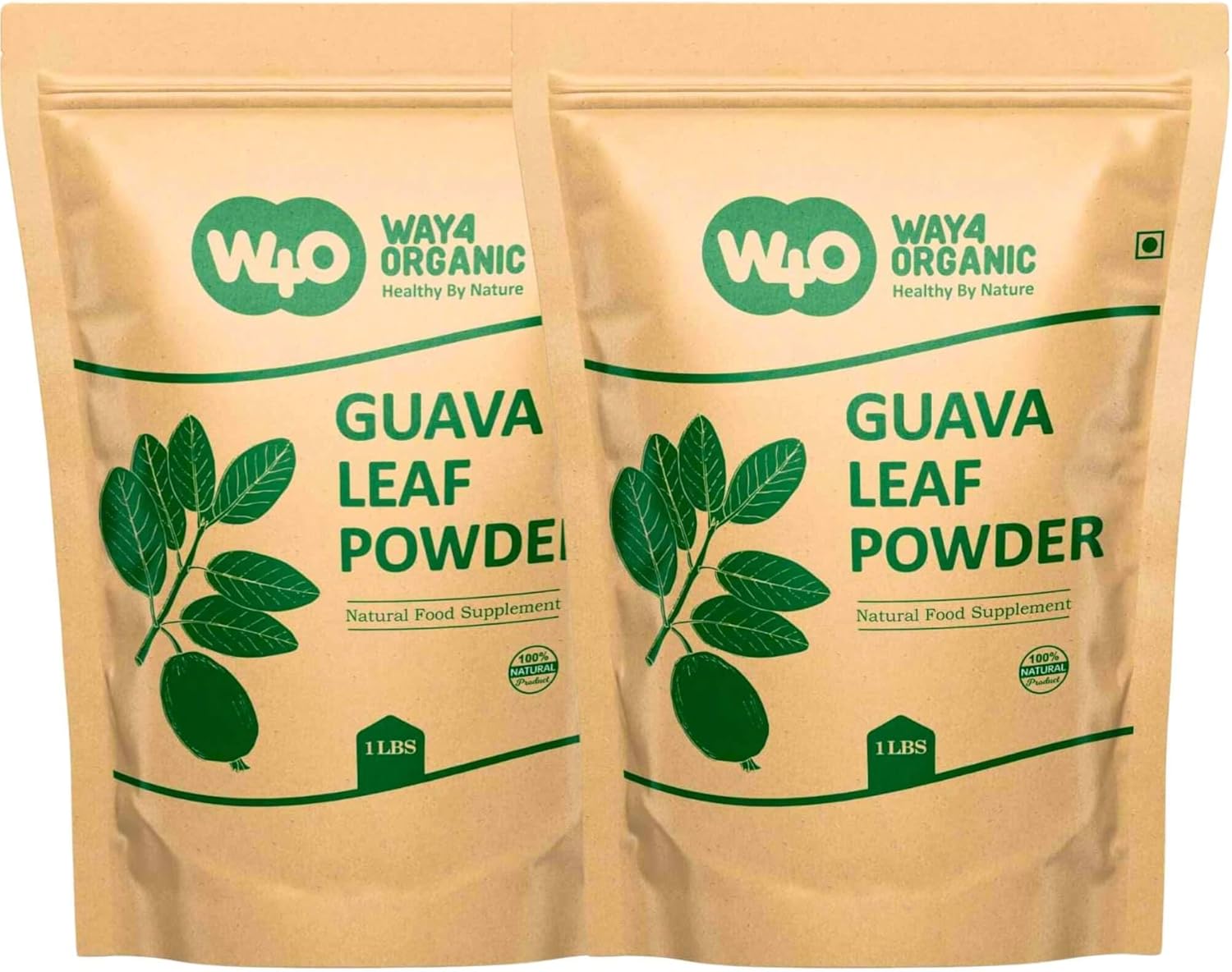 W4O Guava Leaf Powder - 100% Natural for Hair, Skin, Nails - No Preservatives - Pack of 2 - Organic Guava Leaf Tea