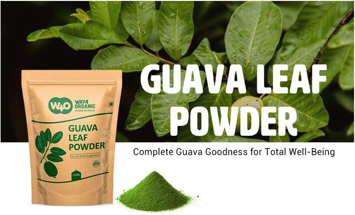 W4O Guava Leaf Powder - 100% Natural for Hair, Skin, Nails - No Preservatives - Pack of 2 - Organic Guava Leaf Tea