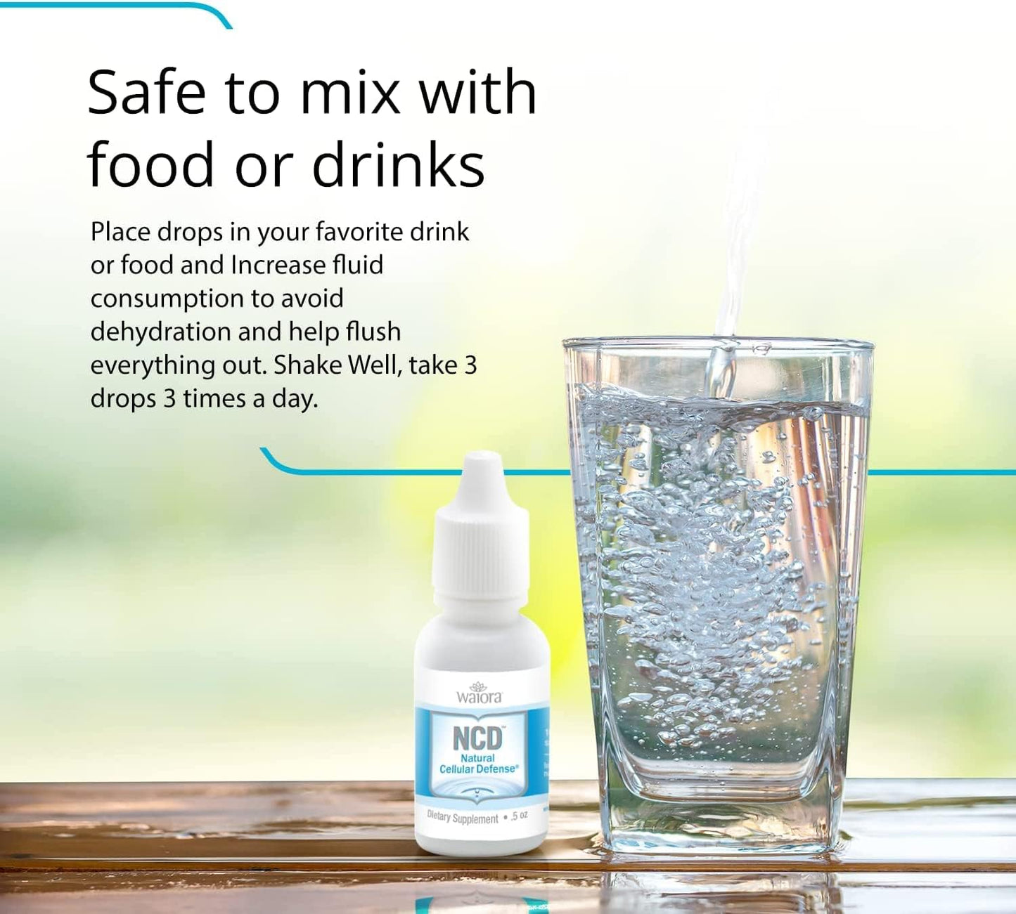 Waiora NCD Activated Liquid Zeolite Drops - Natural Body Cleanse & Immune Support - Mix in Food/Drinks - pH Balance - 2 (0.5 oz) Bottles, 180 servings