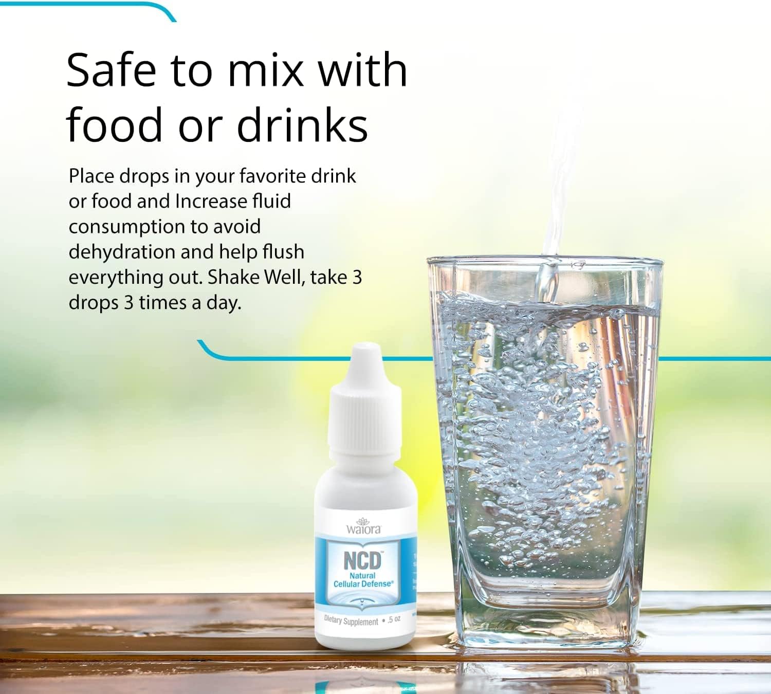 Waiora NCD Activated Liquid Zeolite Drops - Natural Body Cleanse & Immune Support - Mix in Food/Drinks - pH Balance - 2 (0.5 oz) Bottles, 180 servings