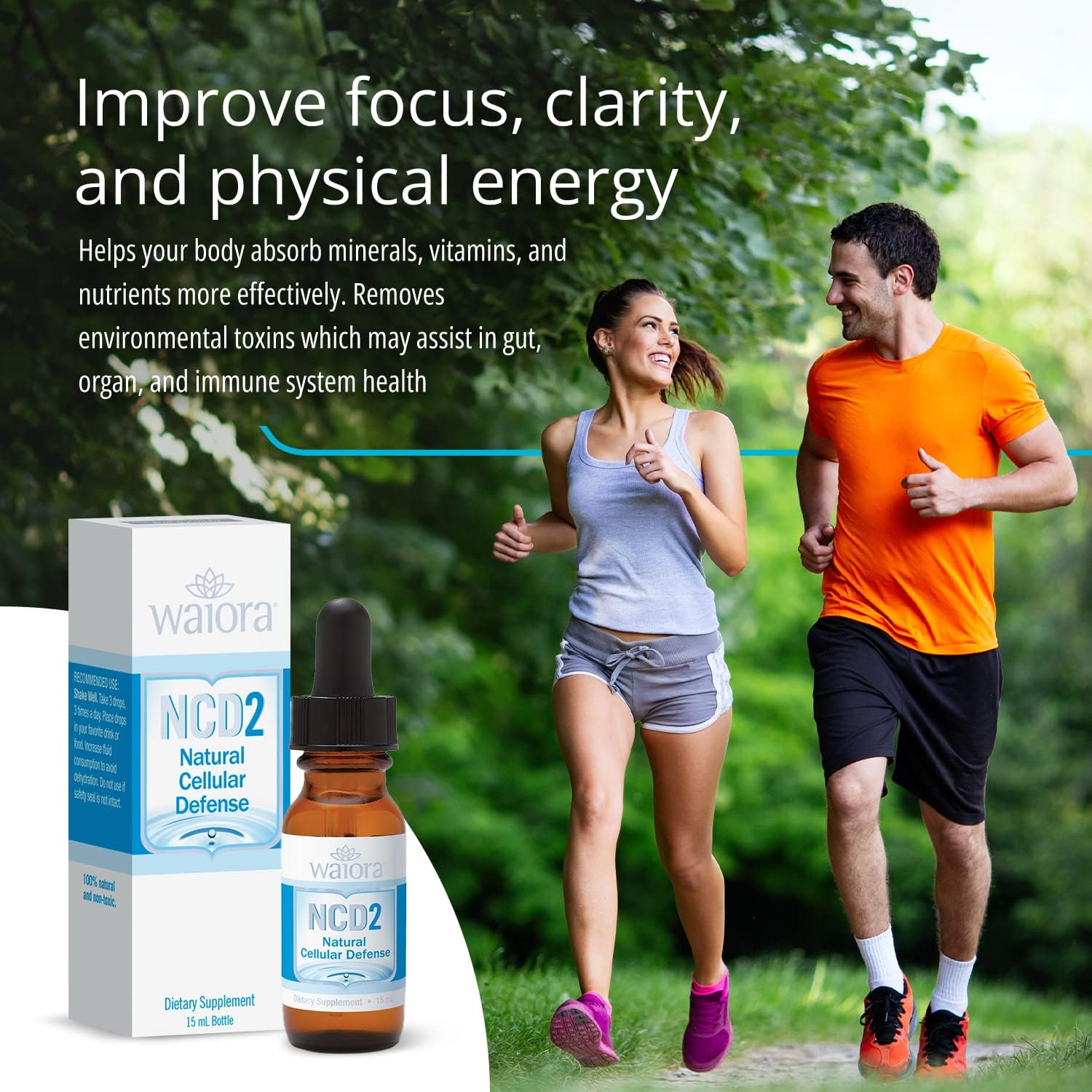 Waiora NCD2 Liquid Zeolite Drops for Natural Body Cleanse, Immune Support, and pH Balance - All-Natural Formula for Food/Drink Mix, 90 Servings