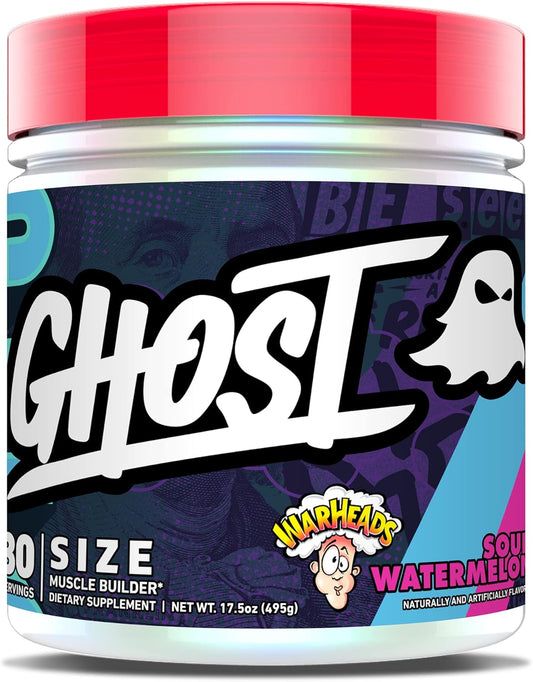 Warheads Sour Watermelon GHOST Size Muscle Builder Supplement - 30 Servings for Muscle Growth & Strength - Sugar & Gluten-Free Vegan Formula for Men & Women
